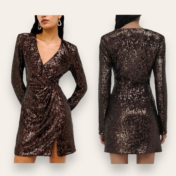 NWT Jonathan Simkhai Monty Hammered Sequins Blazer Dress Sable 6 Women’s - Picture 1 of 10